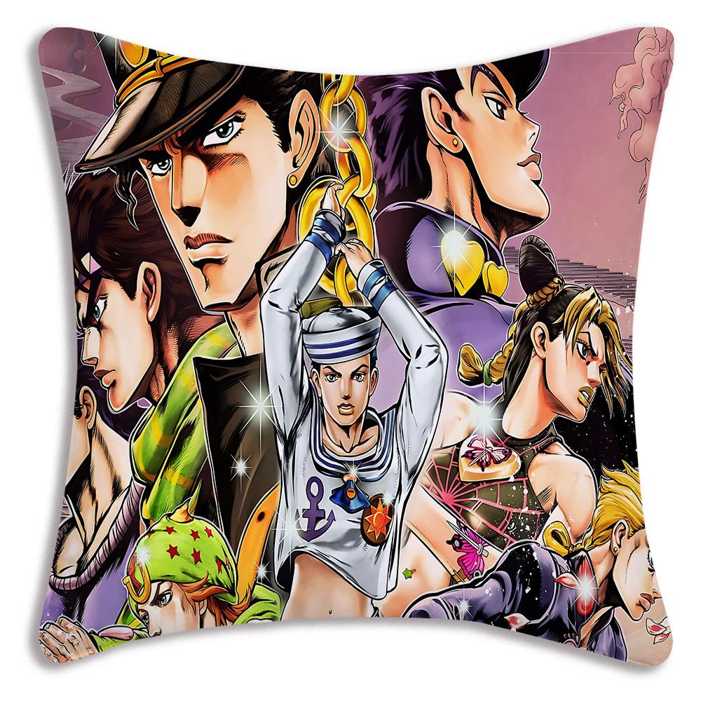 Cute JoJos Bizarre A-Adventure Pillow Covers Cartoon Sofa Decorative Home Double-sided Printing Short Plush Cute Cushion Cover