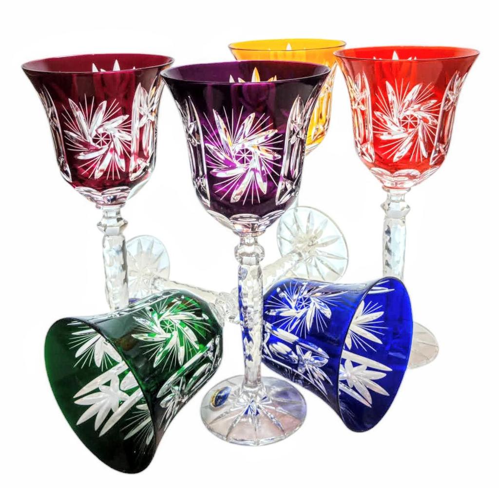 Colorful Crystal Wine Glasses 280ml Olive Grinder