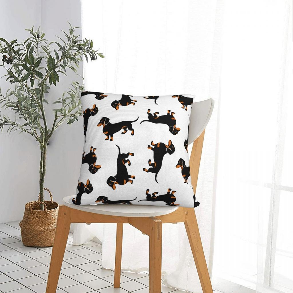 Black And Tan Dachshunds Cute Dog Pattern Pillow Cases Cushion Covers Novelty Decor Pillowcase for Home 45x45cm