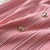 Summer Autumn Pink Button-Down Short Sleeve Short Knit Dress for Women Elegant Turn Down Collar Single-breasted Ruffles Slim Sweater Dresses