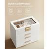 SONGMICS Jewellery Box with Glass Lid, 4-Tier Jewellery Organiser, 3 Drawers, for Sunglasses, Big Jewellery, Jewellery Storage, Modern Style
