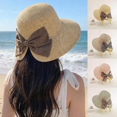 Foldable Women Sun Hat Wide Brim Women's Straw Panama Hat Summer Beach Sun Hat For Women Outdoor