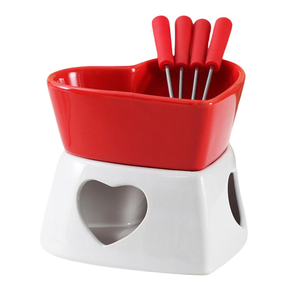Heart Shaped Mini Fondue Pot Set 320ML Chocolate Fondue Melting Cup for Parties Cozy Nights Gifts