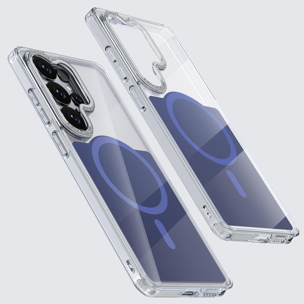 For Magsafe Wireless Charge Phone Case for Samsung Galaxy S26 Plus S25 FE S24 S23 S22 S26 Ultra Magnetic Acrylic Clear Cover
