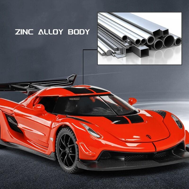 1/32 Scale Koenigsegg Jesko Zinc Alloy Model Car, with Light & Sound & Pull-Back Diecast Toys Gifts Collections Decorations For Boys
