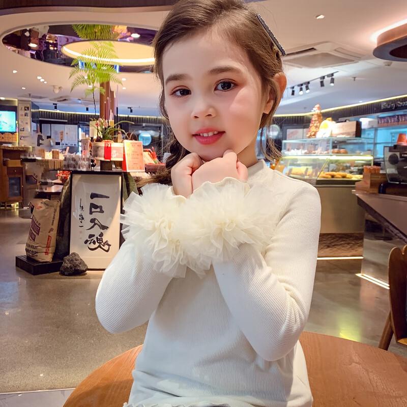 Girls' French Style Half-High Collar Long-Sleeved T-shirt