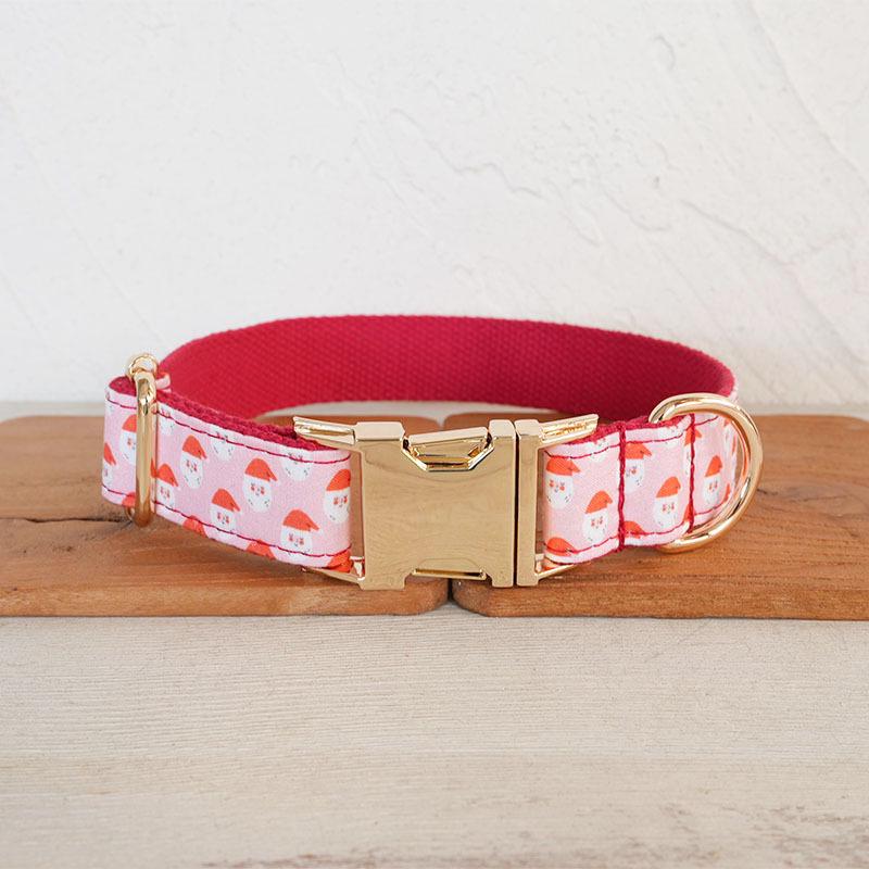 MUTTCO Christmas Santa Pet Collar & Leash Set with Light Gold Buckle - UDC-216J S