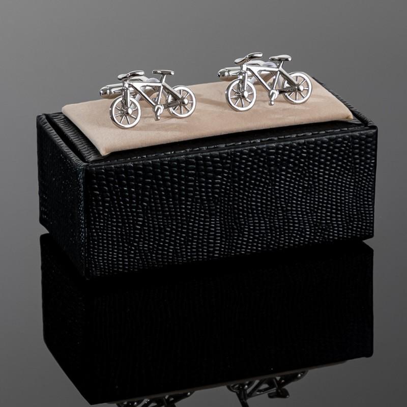Electroplated Silver Metal Bicycle Shaped Cufflinks Men's French Shirt