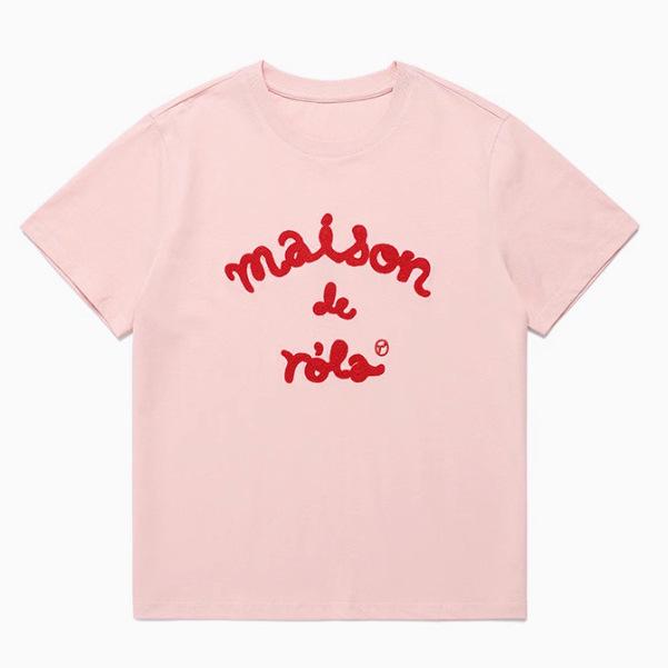 

In Stock! ROLAROLA Korean Designer Cute Letter Print Short Sleeve T-Shirt Inspired by Jang Wonyoung s Style XS рожевий