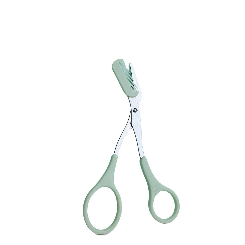 Pink Eyebrow Trimming Scissors with Built-in Comb - Stainless Steel, Precise Grooming Tool, Creating Perfect Eyebrows