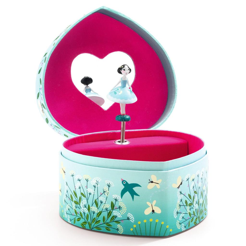 DJECO Jeco Budding Dancer Jewelry Box Music Box Accessory Case Heart Cute Montessori Age 4 5 6 7 8 9 10 11 Girls Women Kindergarten Entrance Gift