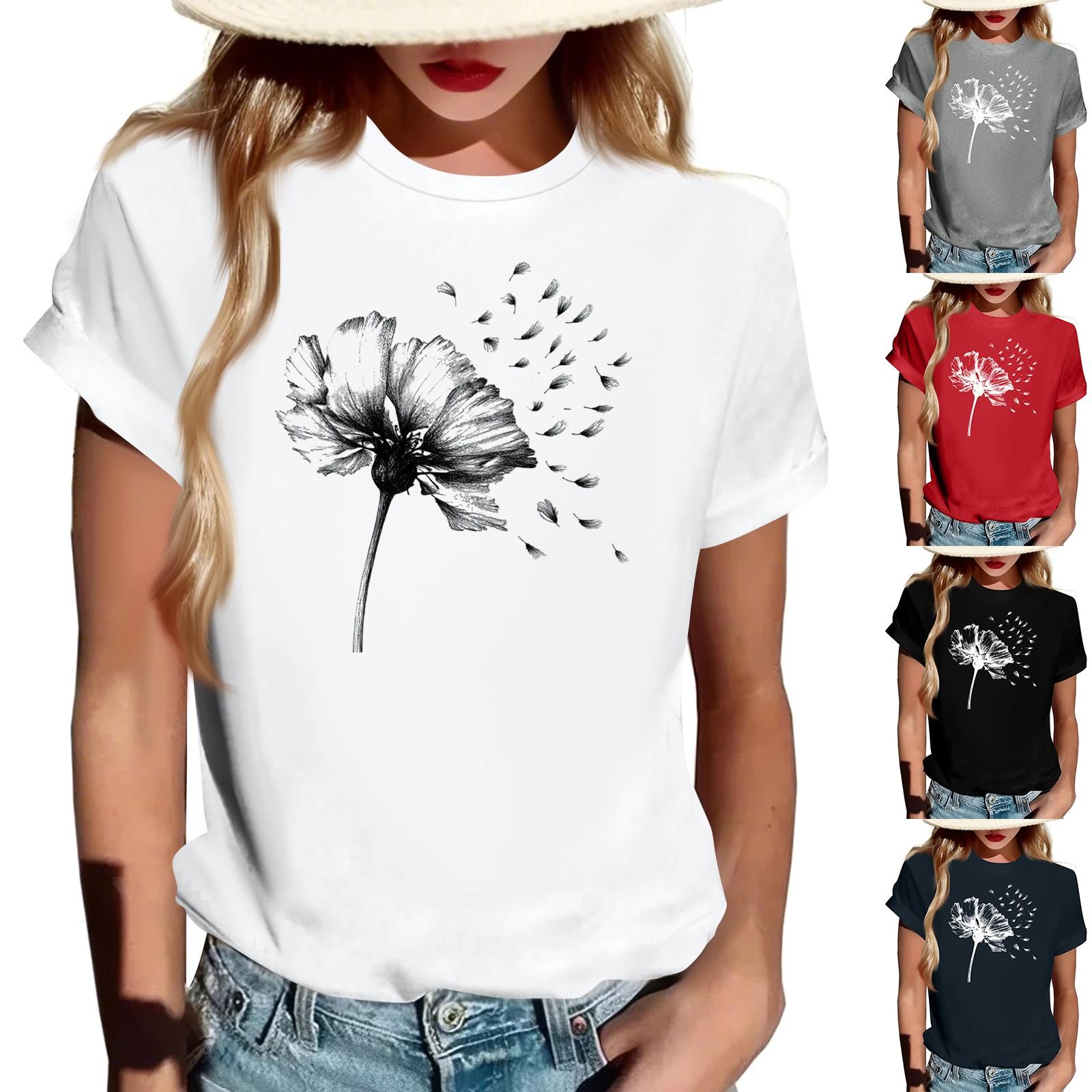 

Женская модная футболка с круглым вырезом, повседневная, с ретро-принтом, с короткими рукавами XXL тёмно-синий