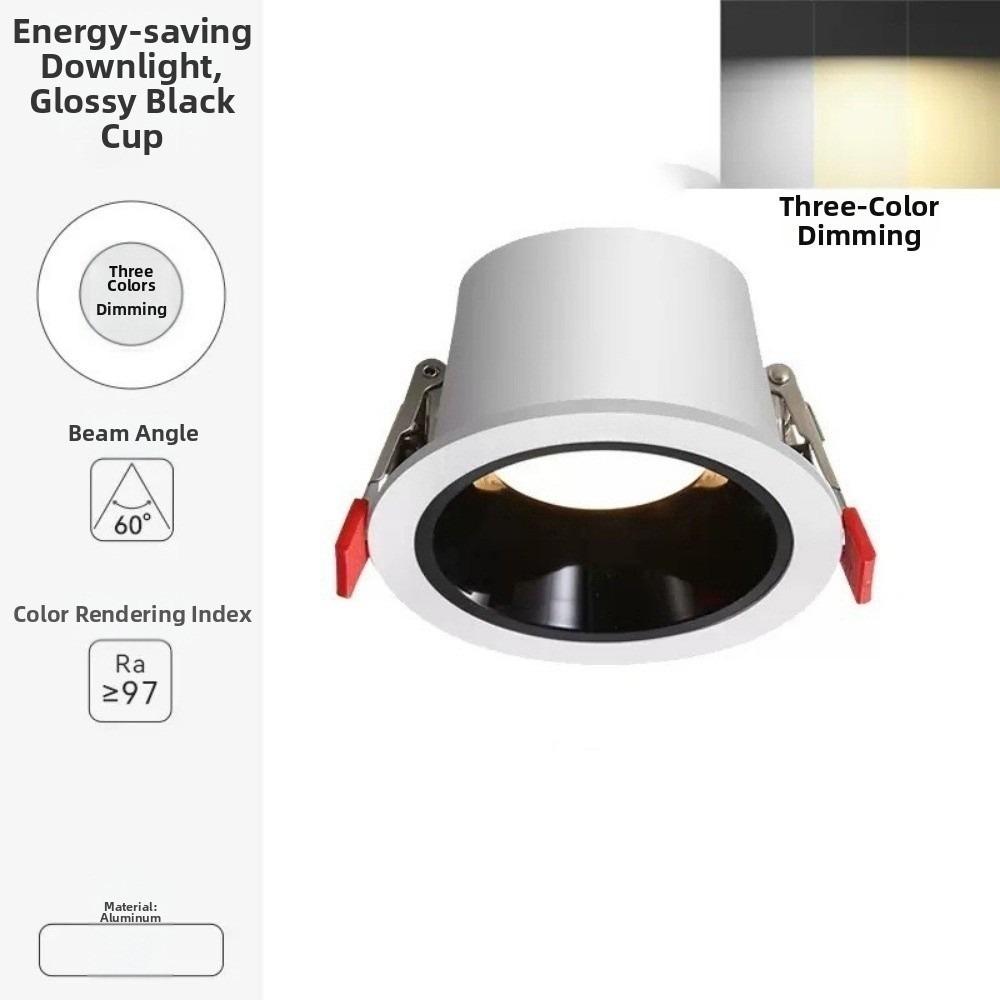 

Recessed Led Spotlights 220V Waterproof Round Downlight 8W Tri Color Dimming Ceiling Spot Lamp For Home Indoor Lighting чорний