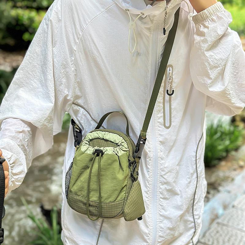 Contrast Color Small Bag Women's Lightweight Crossbody Bag Men Drawstring Shoulder Bag with Coin Purse