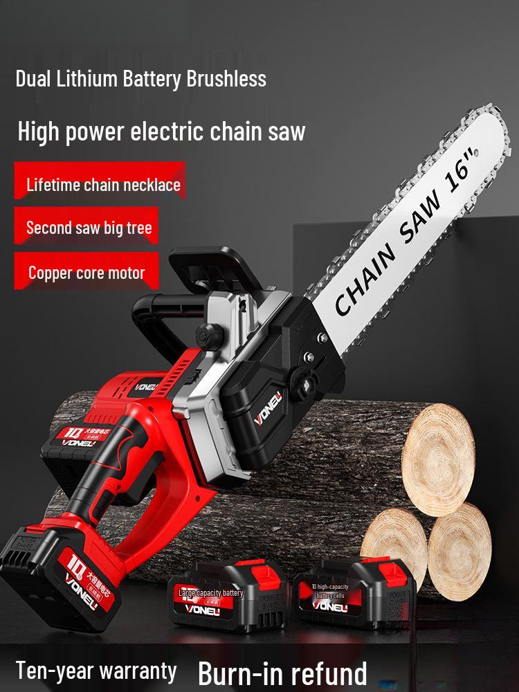 High-Power Rechargeable Handheld Electric Chainsaw with Lithium Battery for Tree Felling and Logging