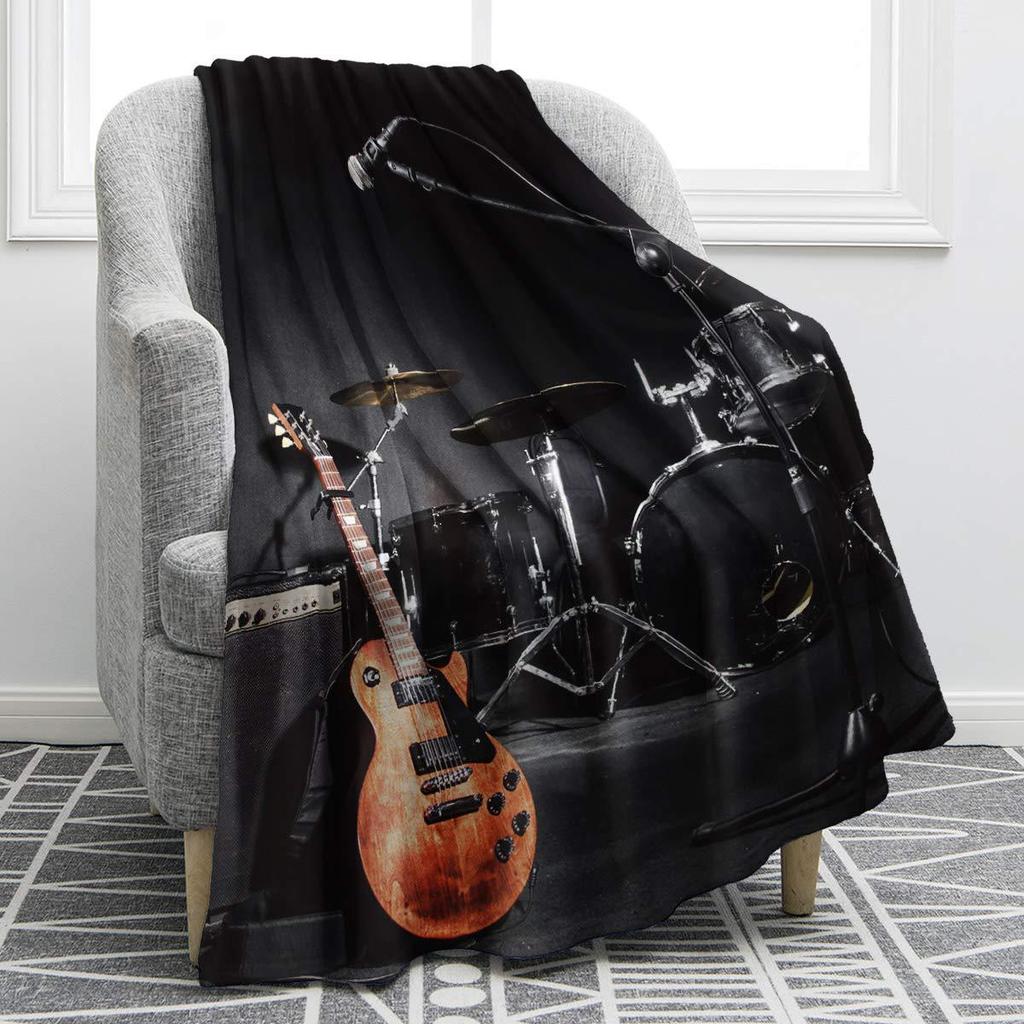 Popular Guitar Blanket Music Instrument Pattern Digital Printing Blanket Sofa Blanket