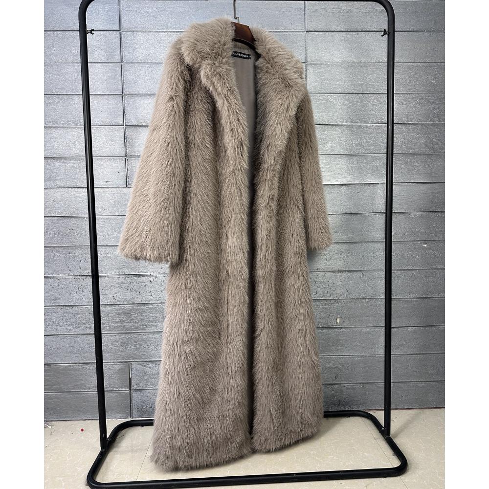 Cappotto in Pelliccia Sintetica da Donna, Pelliccia Sintetica, Modello Lungo, con Collo Imbottito, Cappotto Invernale da Donna Extra Lungo