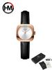 Women's Quartz Watches Square Watch Fashion Silicone Strap Simulated Smart Dial 35mm Black Rose Gold Quartz Movement Girls Gift Watch