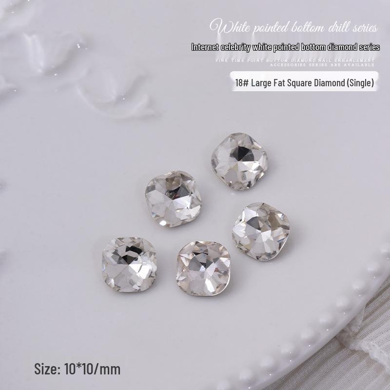 Nail Art Decorations: Transparent Pointed Rhinestones - Heart, Water Drop, Square, Butterfly Shapes
