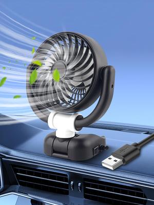Chelhead Car Fan, USB Port, 360° Angle Adjustment, Stepless Air Flow Adjustment, Powerful, Silent,