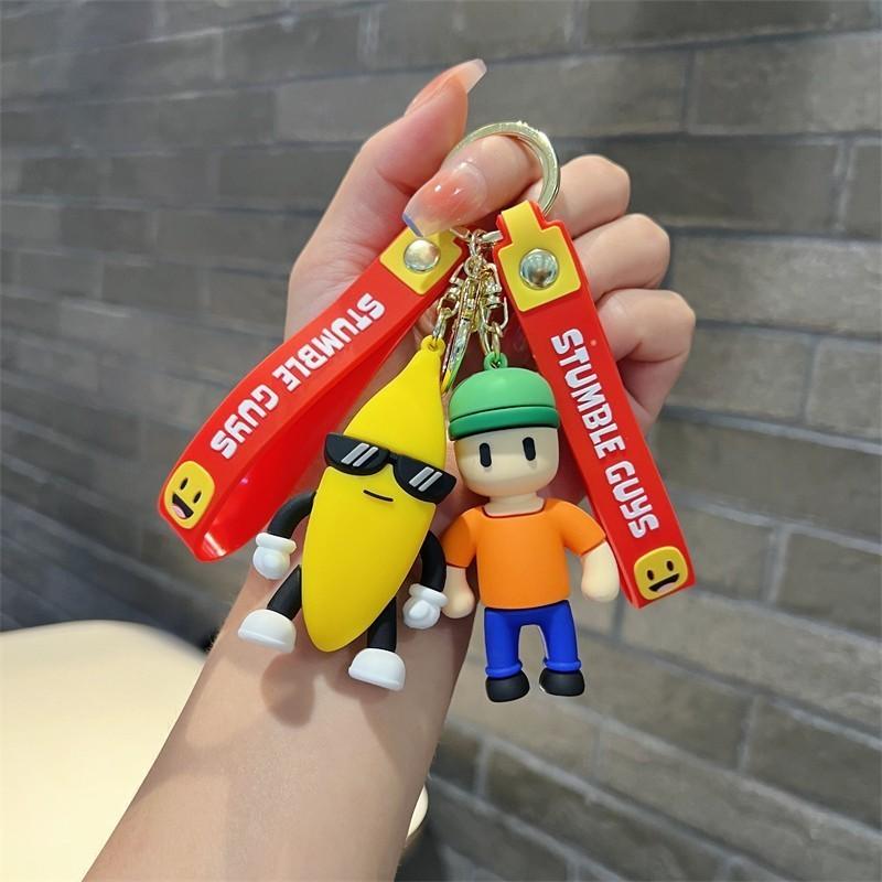 Adorable Cartoon Stumble Guy Keychain Cute Rubber Bag Charm Key Accessory