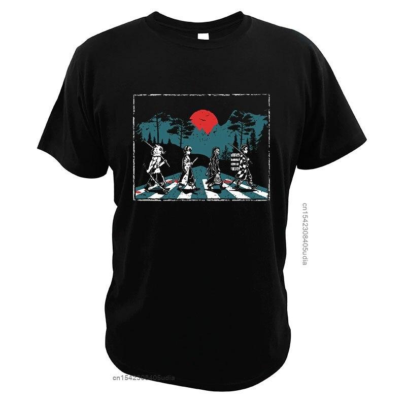 Demon Slayer T-Shirt Parody Abbey Road Tanjiro Nezuko Zenitsu Inosuke Japanese Manga Series Summer Digital Print T Shirt