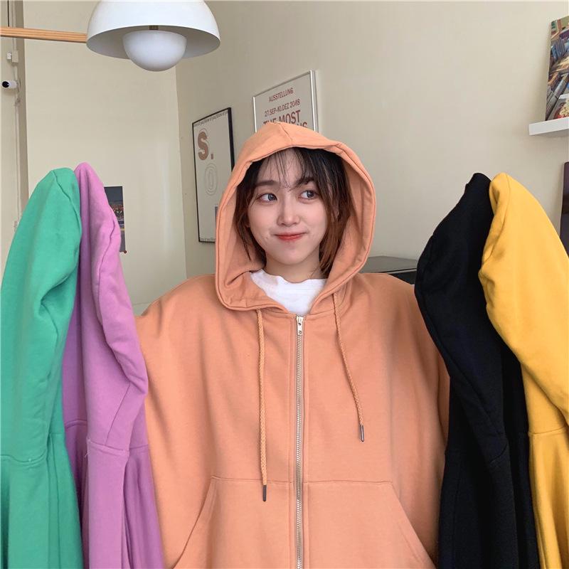 2026 New Women's Korean-Style Loose Hooded Cardigan: Long Sleeve Zipper Jacket for Spring & Autumn