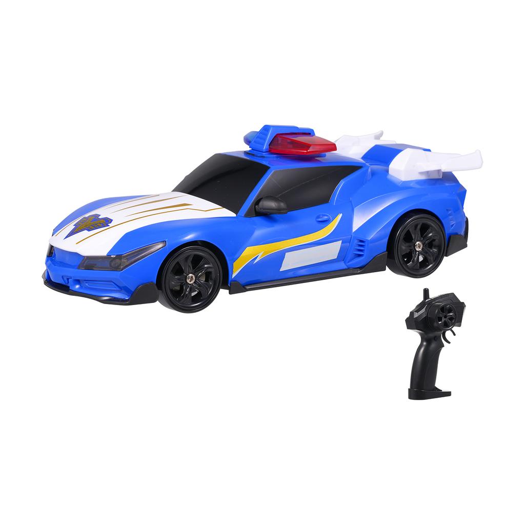 Police Car Remote Control Toy, 4WD Drift Car Toy with Lights 3 Rechargeable Batteries, Birthday Gift