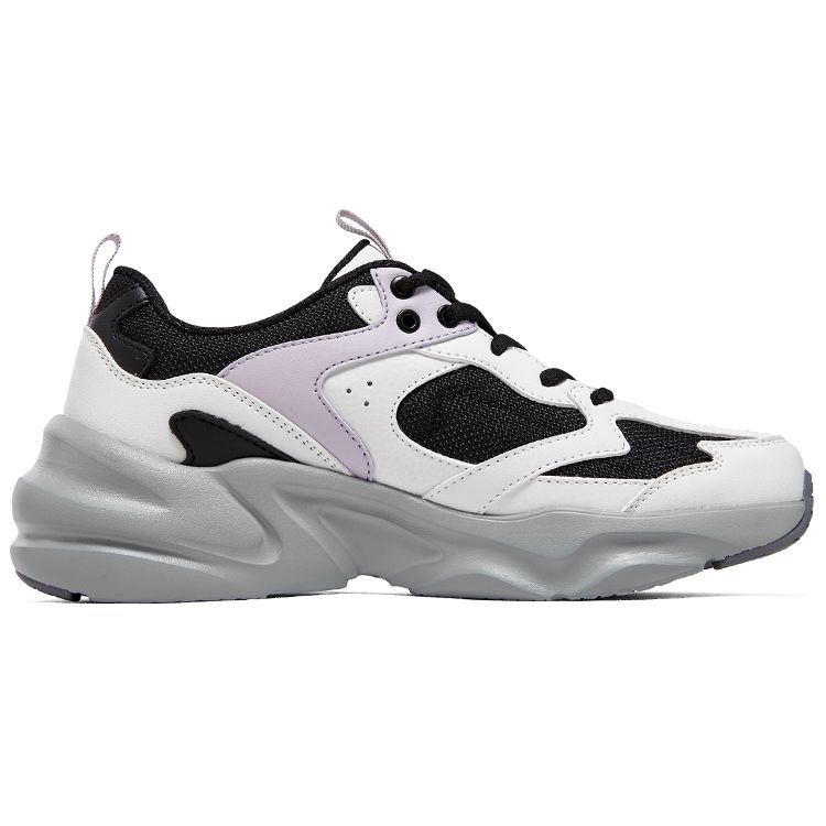 Skechers DLites Comfort Lightweight Low-Top Lifestyle Casual Shoes Women Sneakers White Black Purple 117365-BKMT