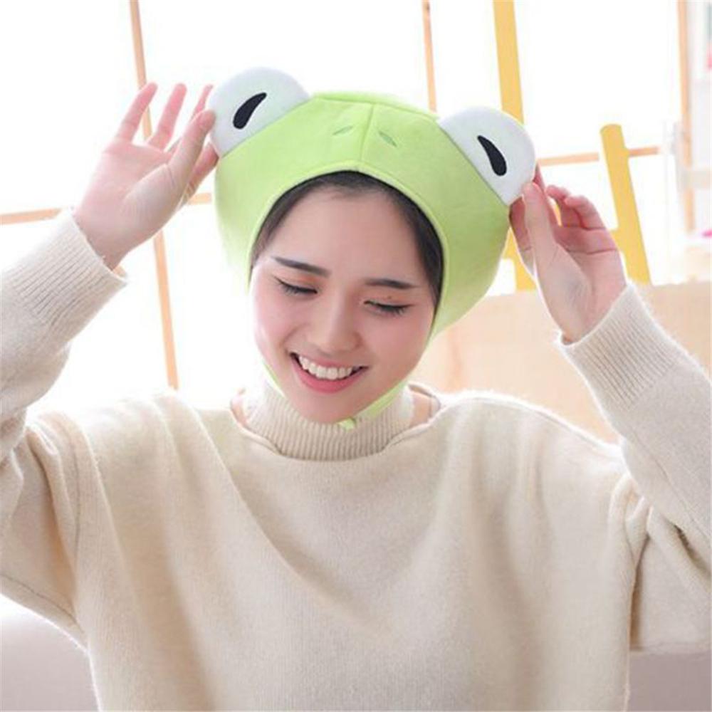 Hats Warmer Bonnet Green Headgear Female Beanie Caps Big Frog Eyes Hat Bunny Ears Plush Hat Rabbit