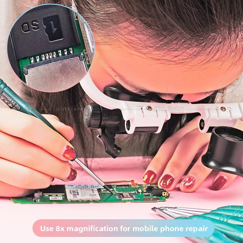 8 Times 15 Times 23 Times Head Wearing LED Magnifying Glass Watch Chip Circuit Board Repair Antique Identification Seal Engraving Seal