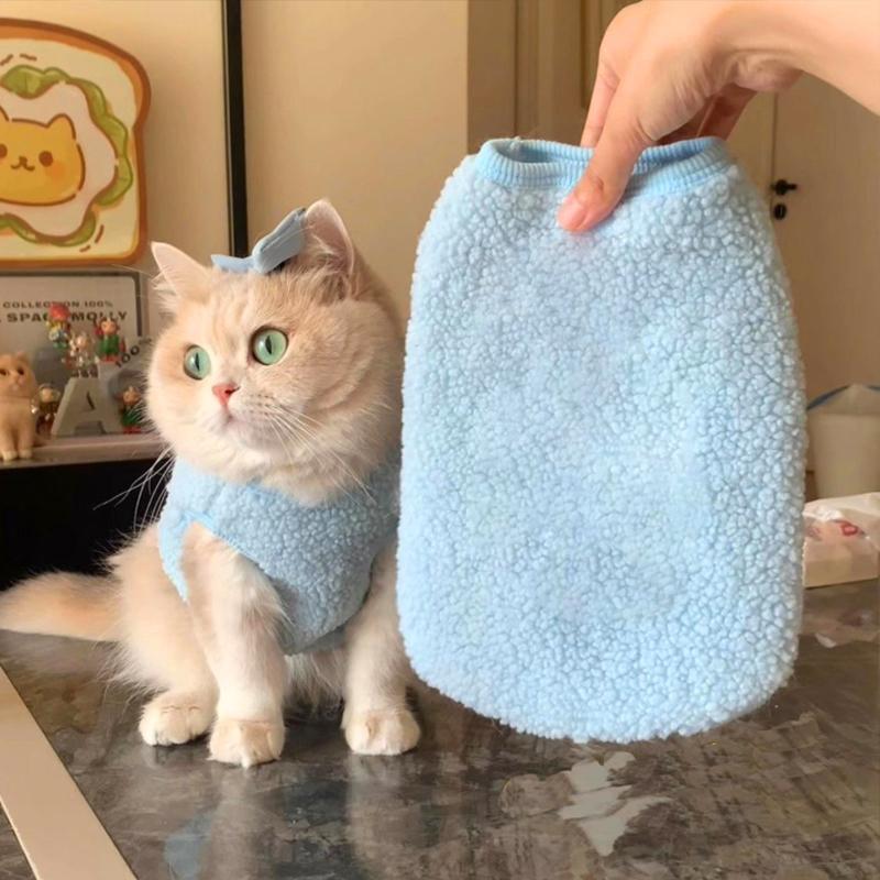 1 Stück Welpenkleidung Weich Einfarbig Winter Katze Oberteile Haustierbedarf Haustierpullover Für Kleine Hunde Hundepullover Warm Lammwolle S-2XL