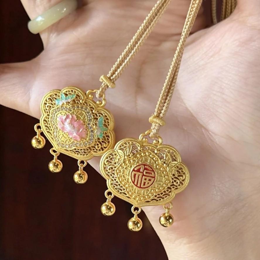 Enamel Long Clavicle Chain Pendant Accessory for Women, New Chinese-style Jewelry