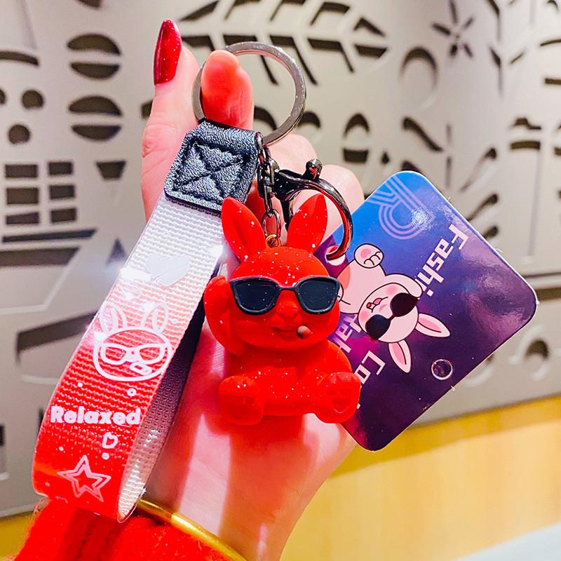 

Sunglasses Unique Resin Bunny Keychain Trendy Rabbit Accessory For Use Everyday червоний
