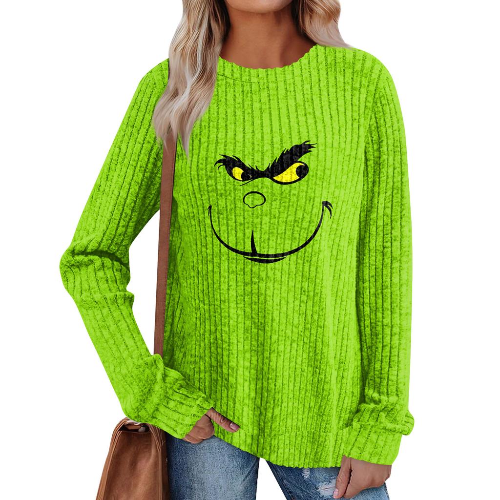 Women's Printed Lightweight Brushed-Cotton Round Neck Top