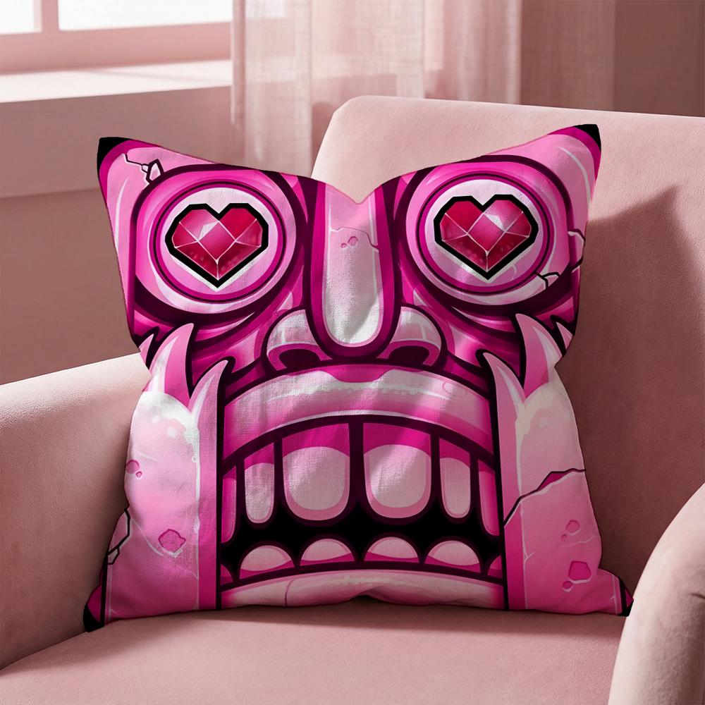 Temple Run Cushion Cover Multi-Scene Pillow Cover for Home & Car - Reversible, Soft & Durable for Daily Use