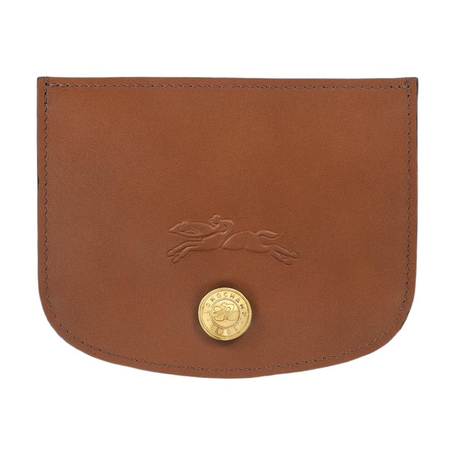 Longchamp Épure Back Embossed Logo Decorative Snap Small Calfskin Card Holder Women Card Holder Cognac-Brandy 30031HFY504 Basic Set (Bag+Dust Bag)