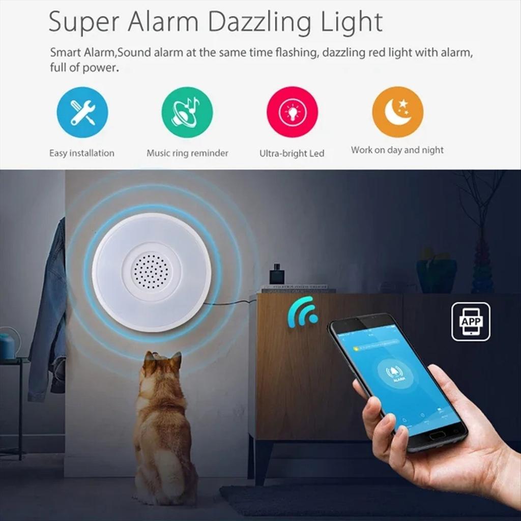 WiFi Smart Alarm Siren 90dB Loud Speaker with RGB LED Night Light for Tuya Home Security System
