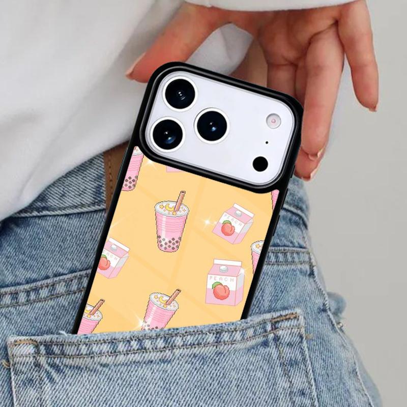 Peach Bubbles soda Juice Milk Phone Case for iPhone 17ProMax 12 13 14 15 16e 17 Pro Max Plus Air Cover