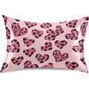 Pink Heart Leopard Print Satin Pillowcase Soft Silky Pillow Cases Anti-Wrinkle with Envelop Closure Queen Size 30 X 20 Inches