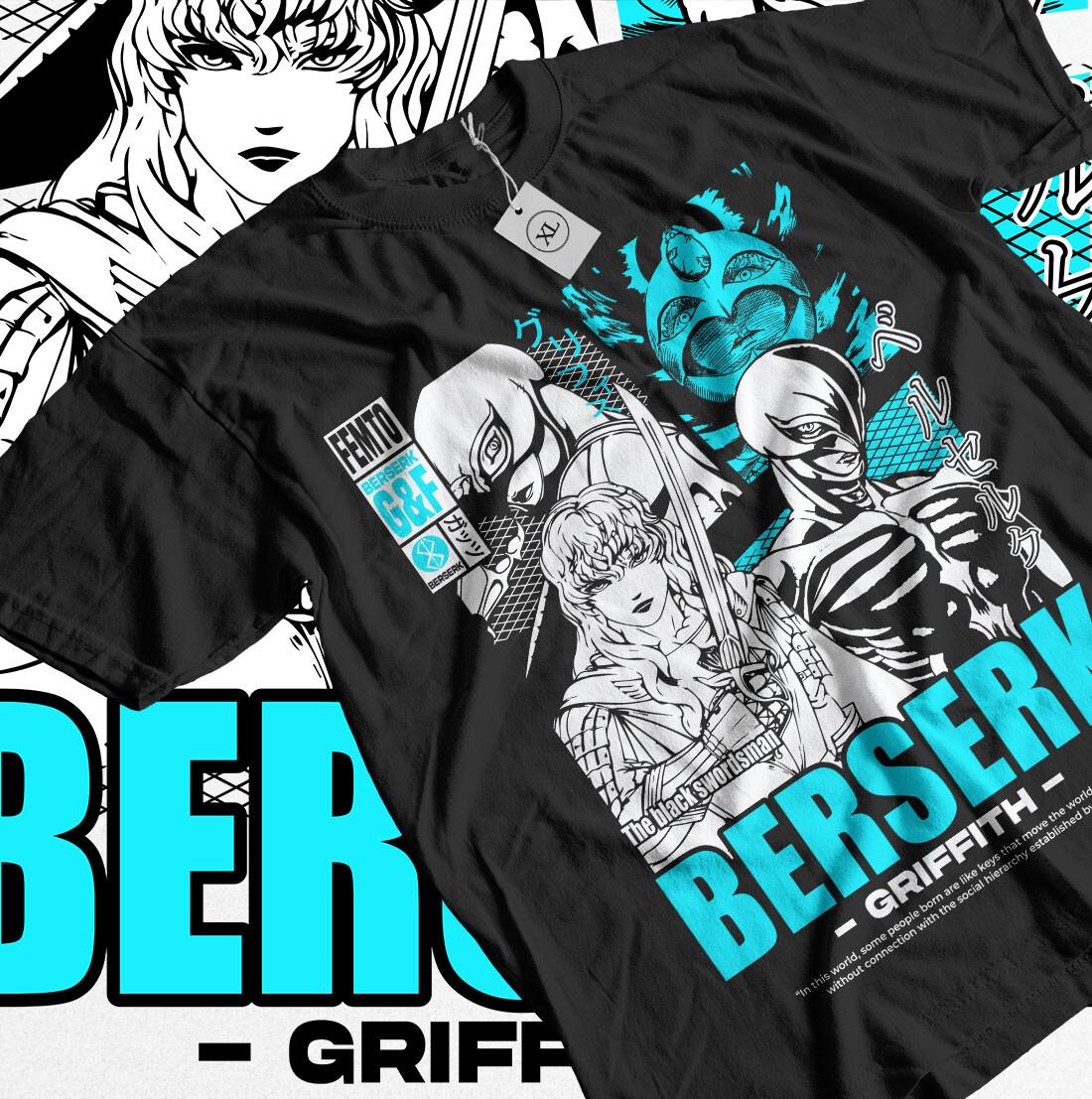Berserk T-shirt griffith Japanese Anime Strip Guts Armour Horror Trendy Shirt XL