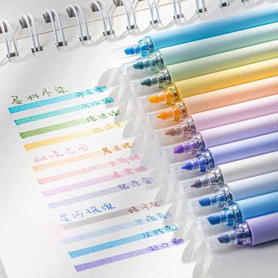 4 ks Kreativní sada zvýrazňovačů s tlačítkem pro studenty Velkokapacitní barevné inkoustové pero chránící oči DIY pera na zdobení deníku