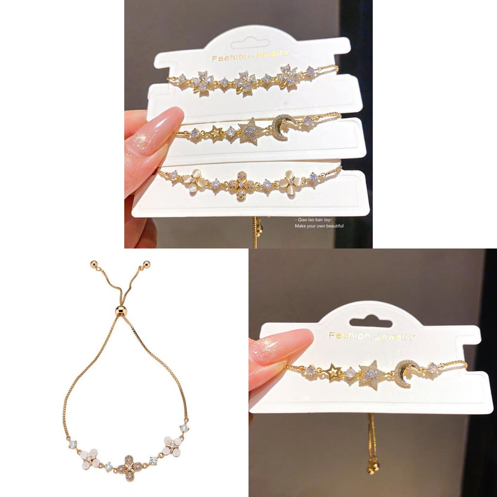 Light Luxury 18k Gold Plated Zircon Star Shape Bracelet For Women Gift Gift For Employees