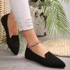 Fashion New Women Flats Solid Color Mesh Loafers Shallow Women Flats Shoes Soft Bottom Knit Ballet Flats Shoes Casual Slip on Boat Shoes