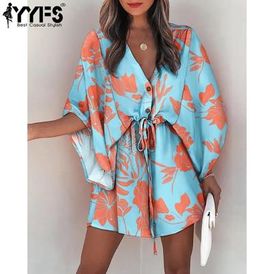 Women's Fashion Summer Spring Short Sleeve V-Neck Casual Dresses