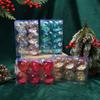 6Pcs New 6cm Ball Set Golden border Plastic Christmas Ball Pendant grid painted Hanging Xmas Tree Decor