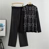 Autumn And Winter Women's Hot Diamond Letter Casual Top Loose and Comfortable Design Pants Set