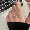 Sunny Day Smiley Face Women's Adjustable Double Layer Ring - Korean Style, Simple, Versatile, Girly Index Finger Accessory.
