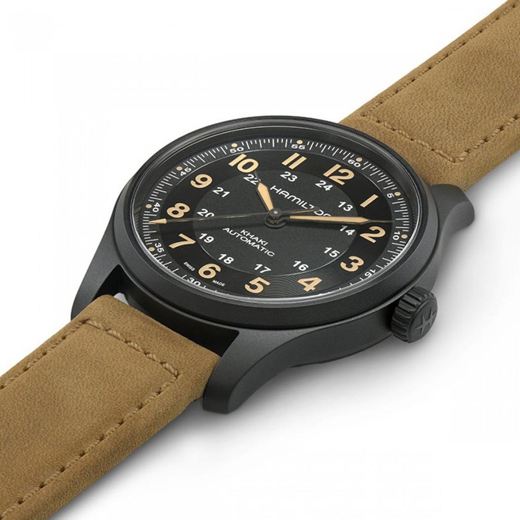 [Hamilton] H70665533 Khaki Field Titanium Auto 42mm Black PVD Brown Leather Men's Watch