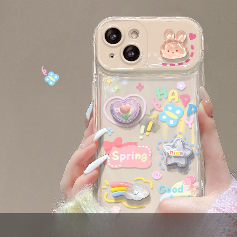 

Подходит для Apple 15 Чехол для мобильного телефона iPhone 14/13promax Трехмерный кролик Кукла Цепь 12 Флип Зеркало X iPhone 6s Plus